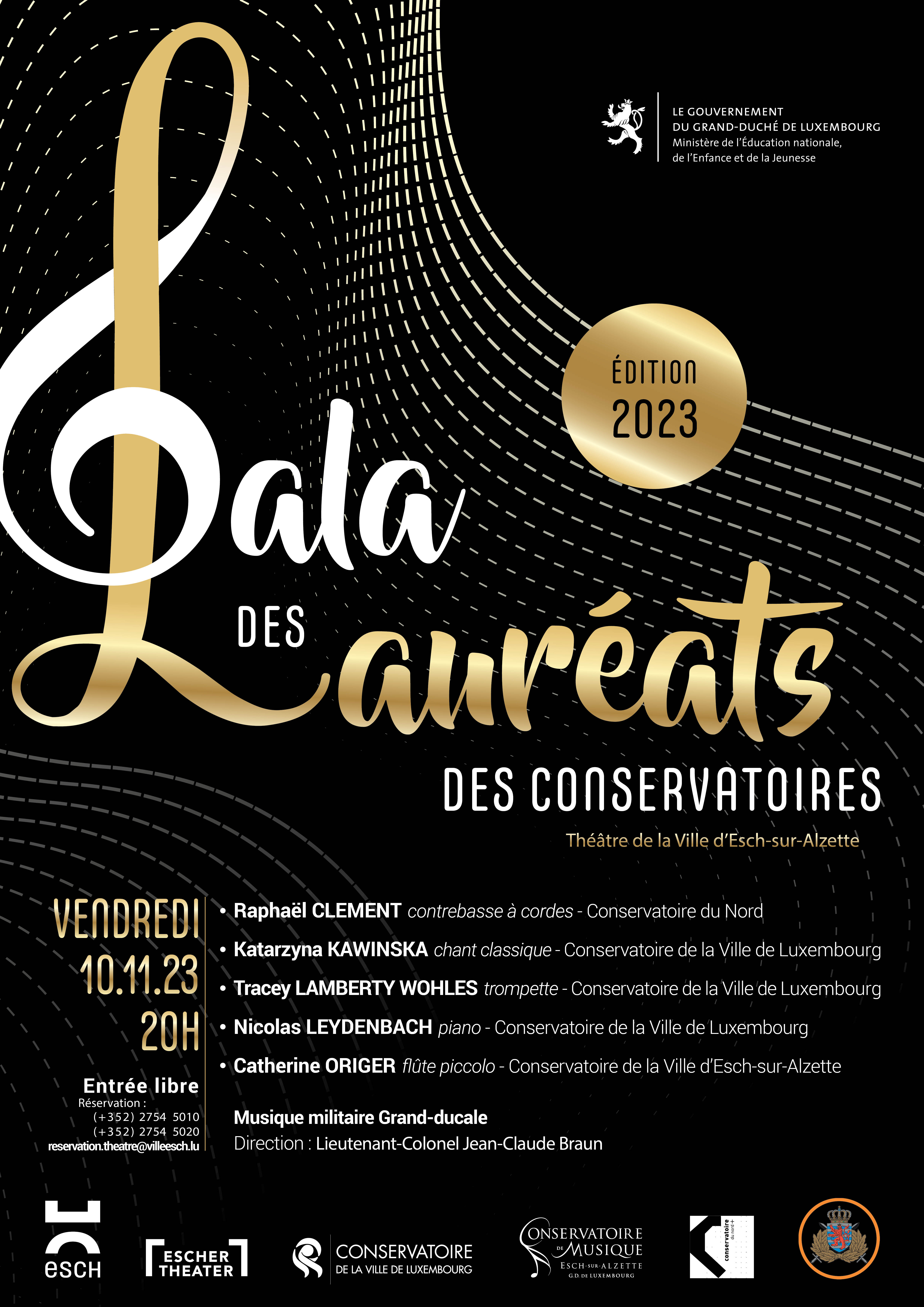 Gala des lauréats des conservatoires avec le concours de la Musique militaire Grand-ducale